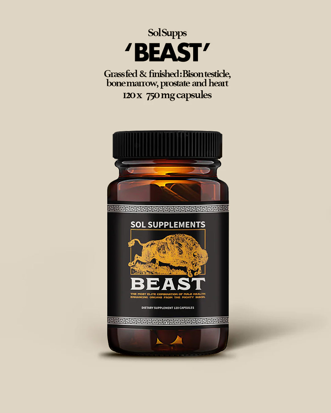 Sol Supplements BEAST: Freeze-Dried Male  Bison Organ Complex