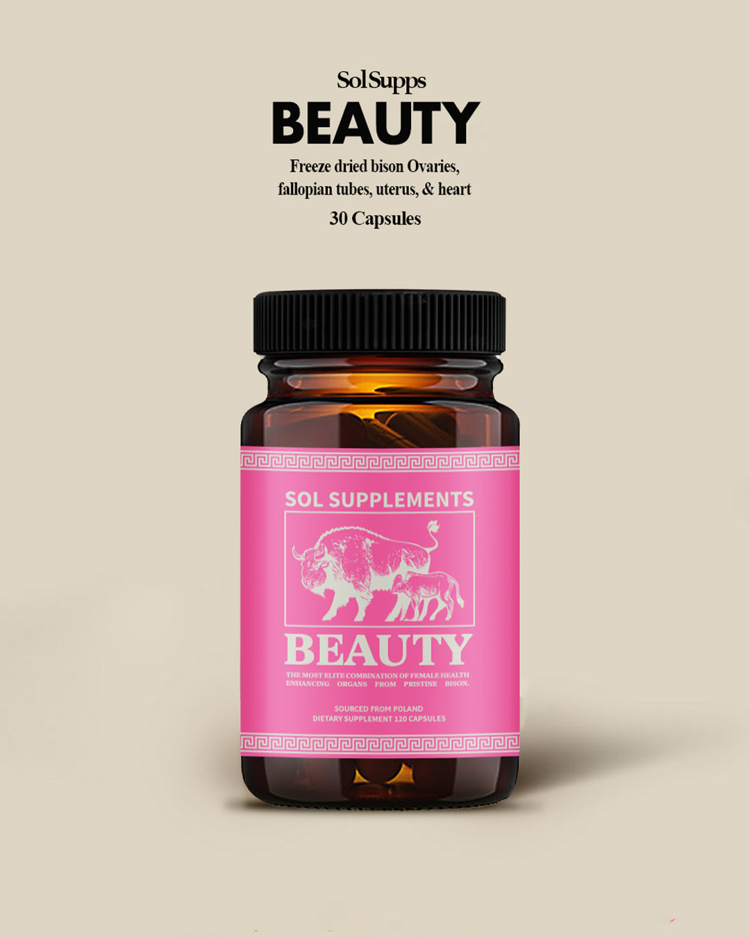 Sol Supplements BEAUTY: Freeze-Dried Female Bison Organ Complex