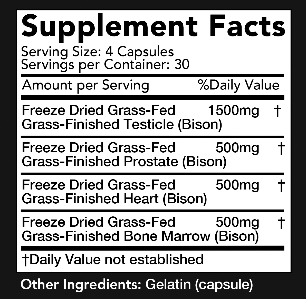 Sol Supplements BEAST: Freeze-Dried Male  Bison Organ Complex