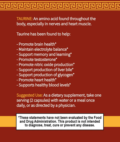 back of sol supplements taurine with suggestion of 1000mg dose