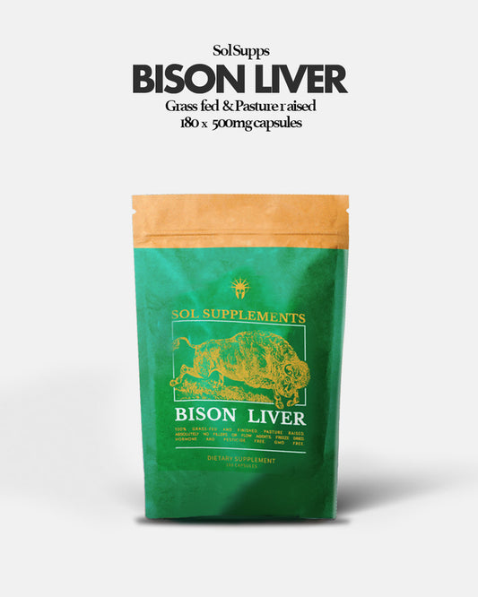 sol supplements bison liver capsules in green and gold package